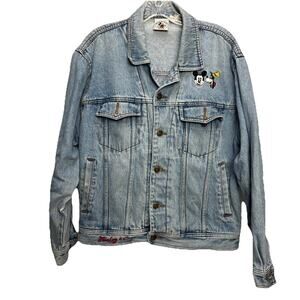Vintage Mickey & Co Blue Denim Embroidered Jean Jacket Button Up 90's